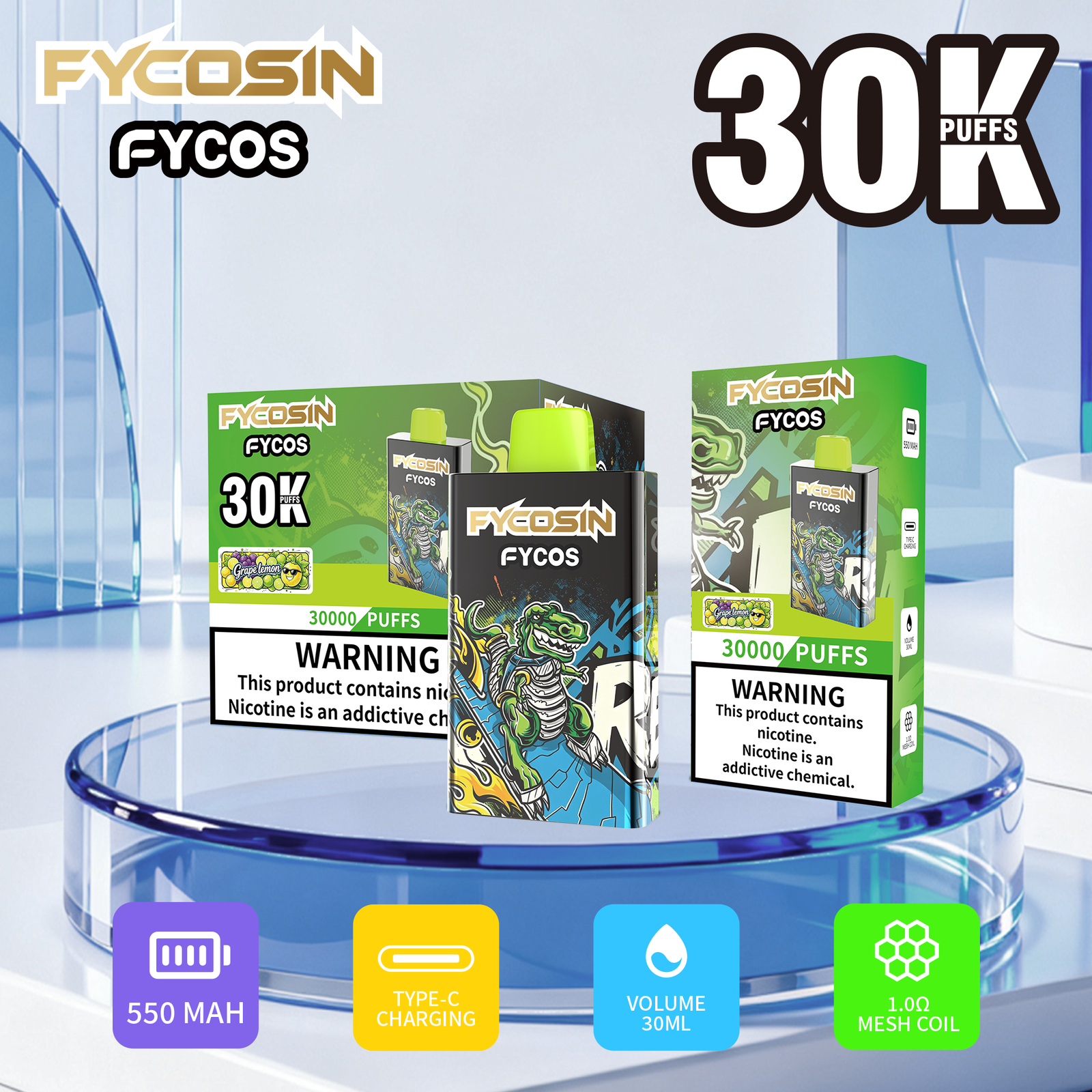 FYCOSIN FYCOS 30000 FYCOSIN FYCOS 30000 Puffs Disposable Vape – Powerful Performance & Long-Lasting Flavor - Image 1